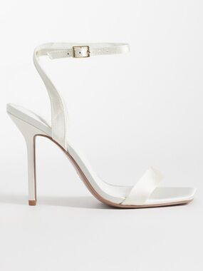 ASOS DESIGN Nali barely there heeled sandals in ivory satin